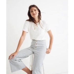 Madewell Emmett wide leg 27/28T in blue and white stripe